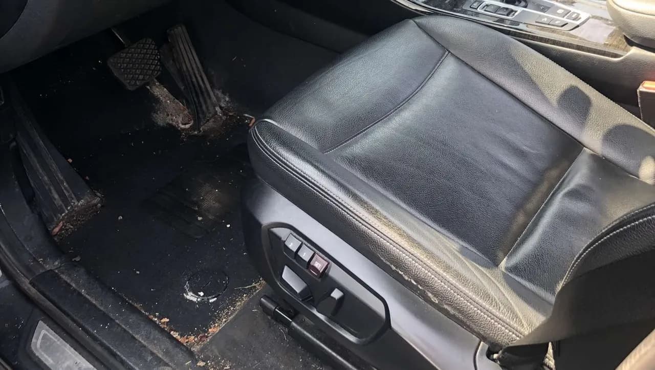 Car interior before detailing